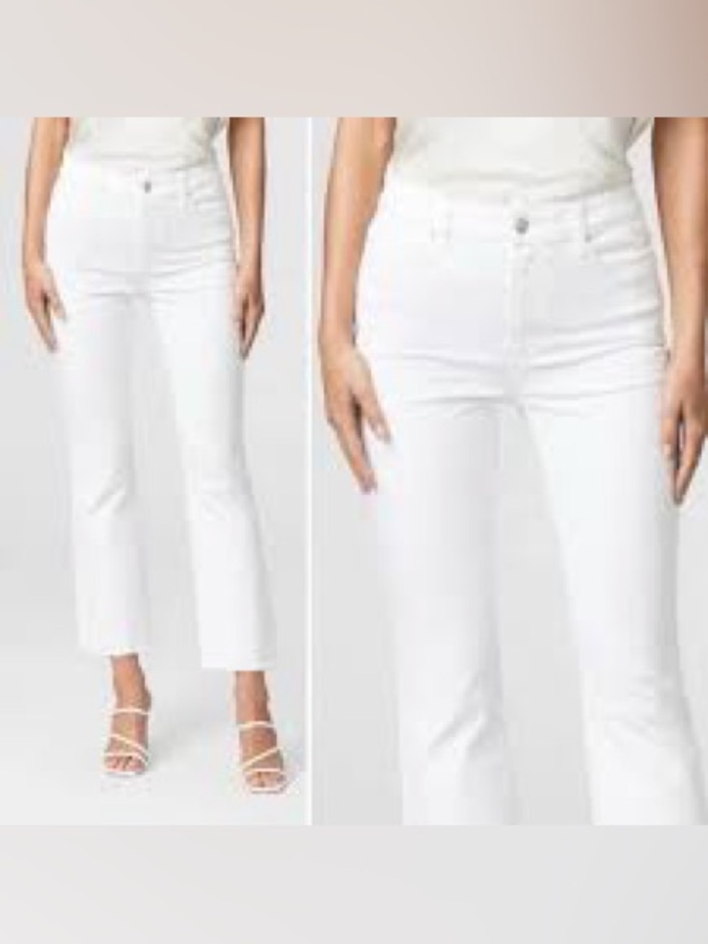 PAIGE White Cropped High-Rise Ankle Jeans